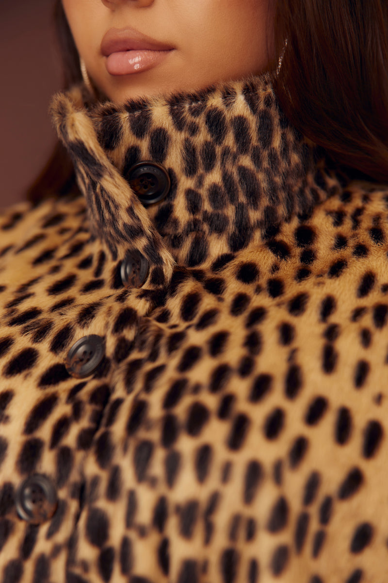 Cheetah Faux Fur Jacket & Skirt