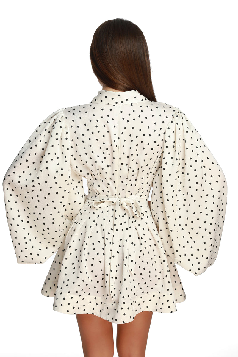 Brigitte White Polka Dress