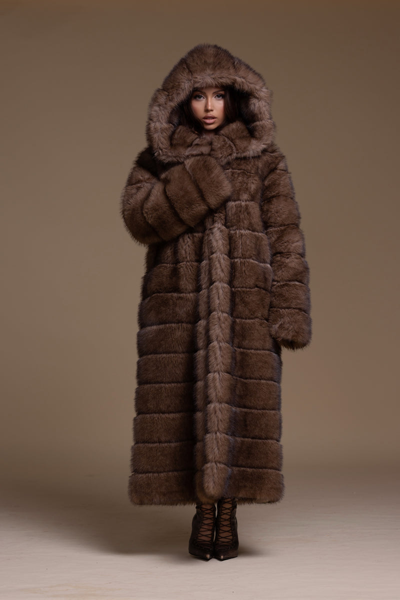 Hooded Faux Fur Coat