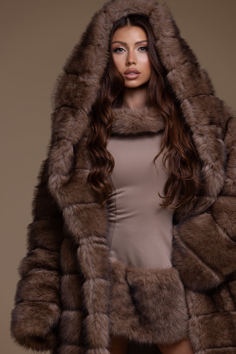 Hooded Faux Fur Coat