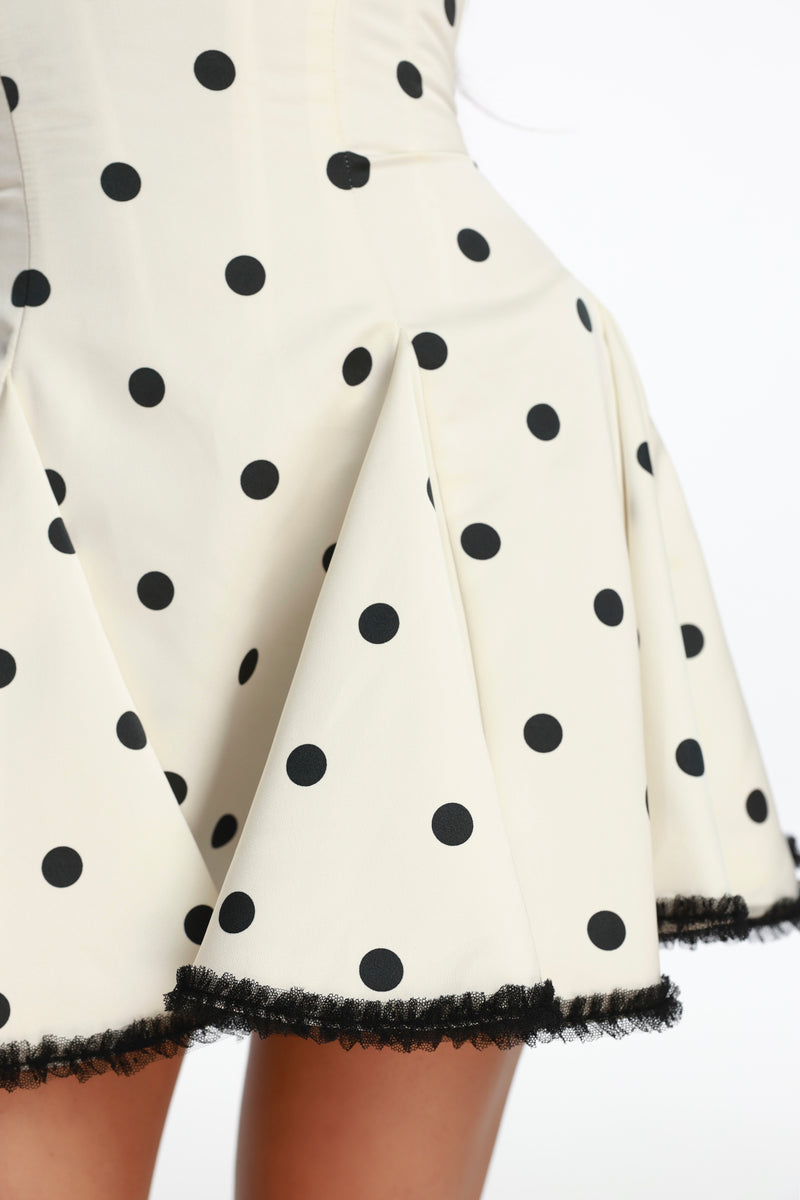 Lola White Polka Dress