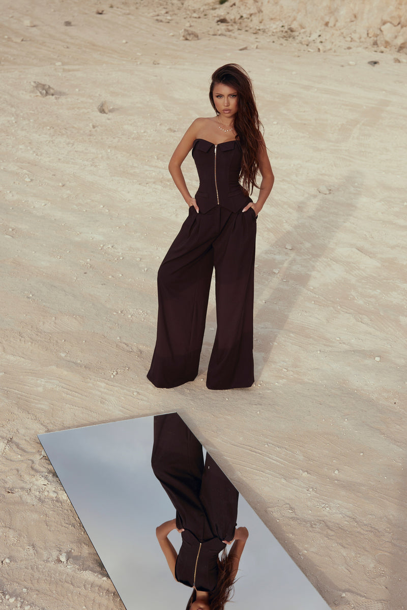 Chocolate Corset & Trousers Set