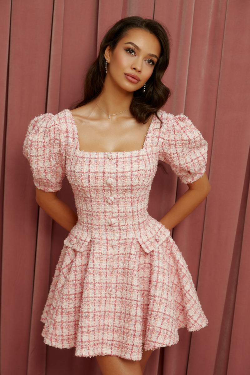 Pink Puff Tweed Dress