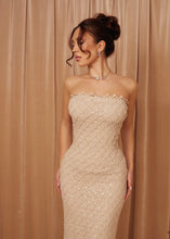 Load image into Gallery viewer, Luna Champagne Macramé Dress