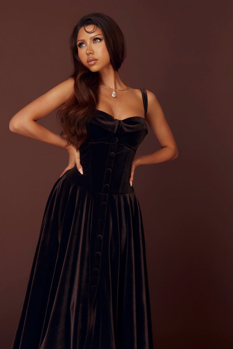Lady Malliny Brown Velvet Dress