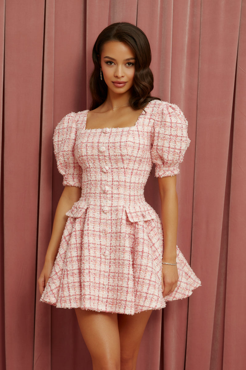 Pink Puff Tweed Dress