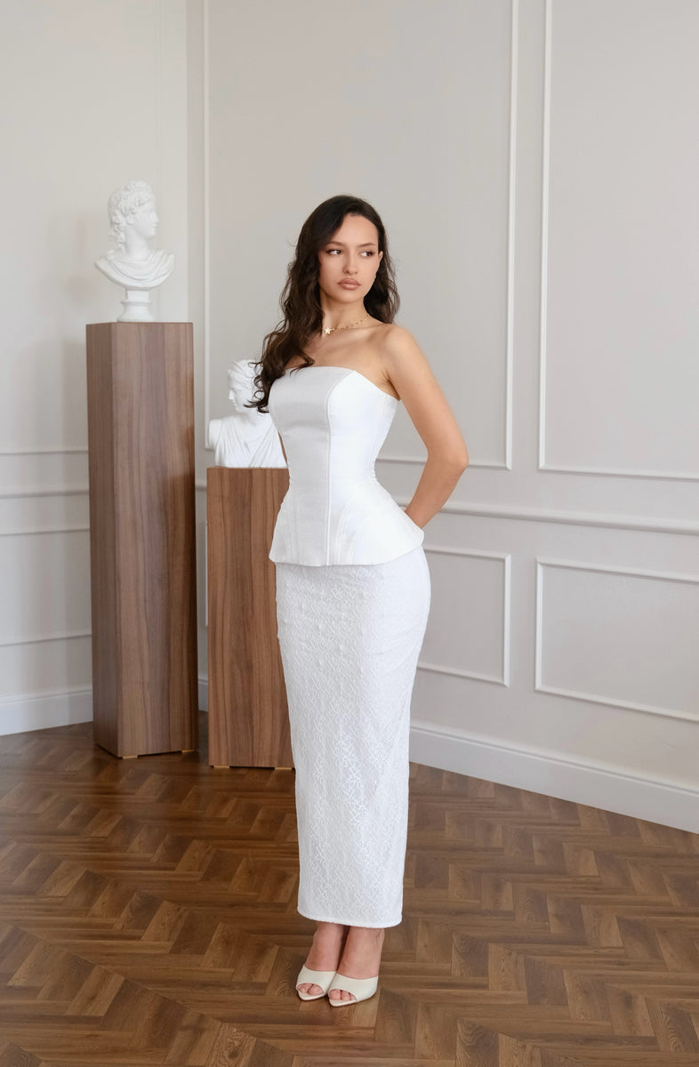 Odette White Corset Set