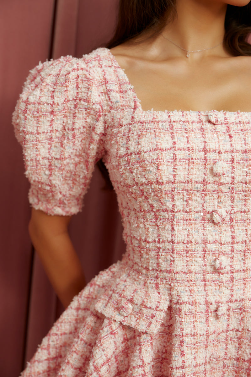 Pink Puff Tweed Dress