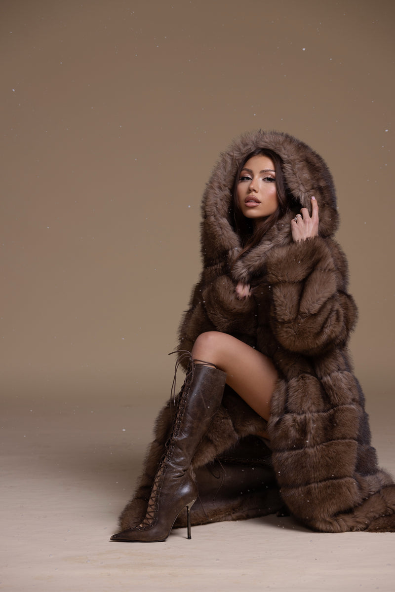 Hooded Faux Fur Coat