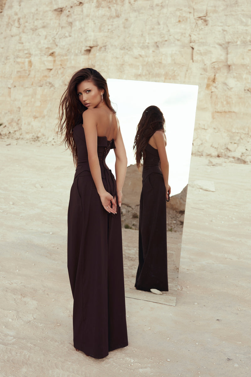 Chocolate Corset & Trousers Set