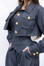 Load image into Gallery viewer, Tailored Jacket, Corset & Trousers Set in Deep Blue