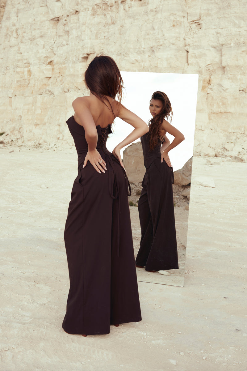 Chocolate Corset & Trousers Set