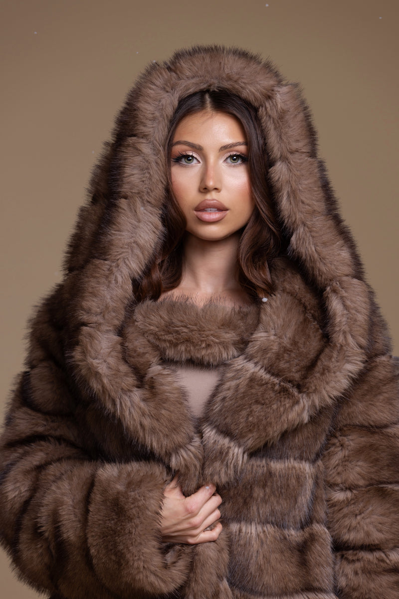 Hooded Faux Fur Coat