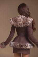 Load image into Gallery viewer, Suede Faux Fur Jacket & Skirt Set