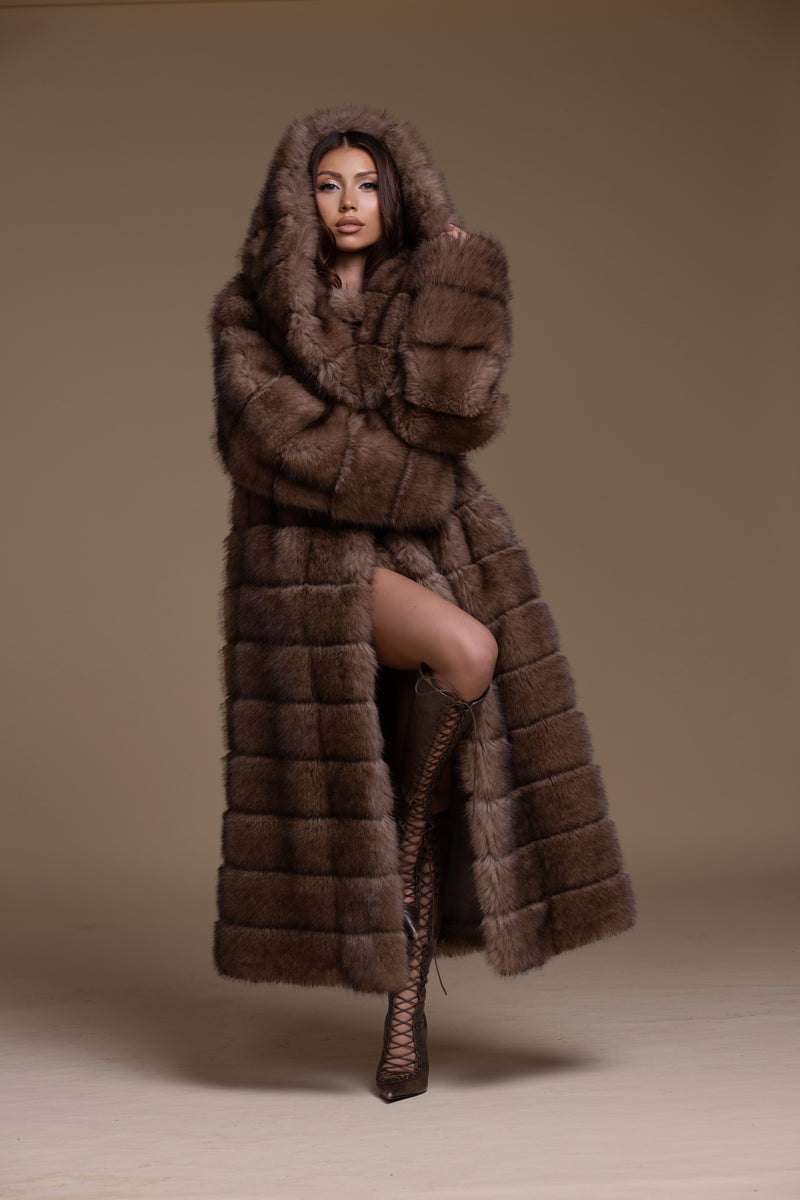 Hooded Faux Fur Coat