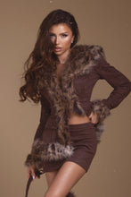 Load image into Gallery viewer, Suede Faux Fur Jacket & Skirt Set