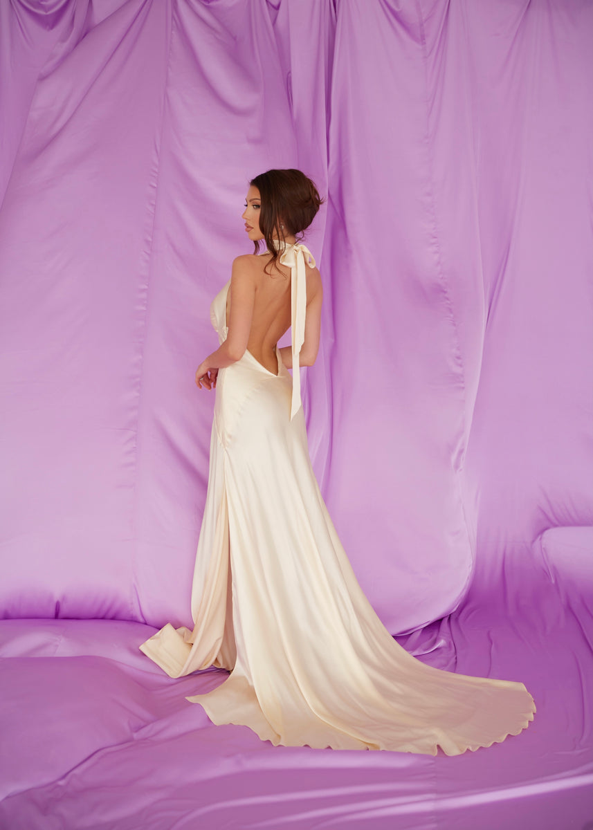 Mirage Silk Dress in Butter