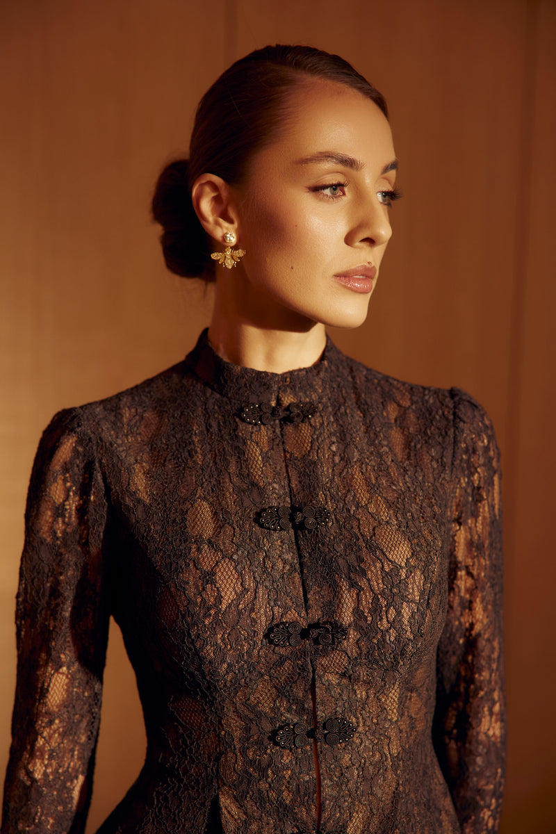 Amaya Brown Lace Set