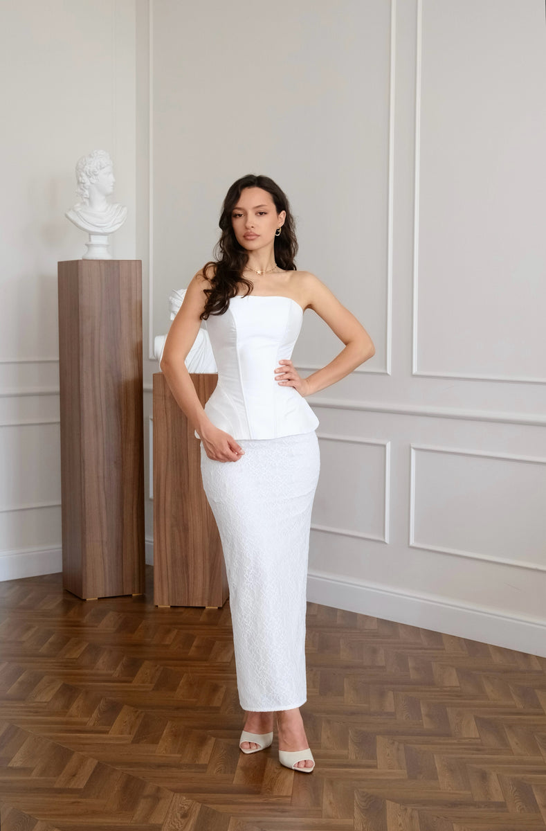 Odette White Corset Set