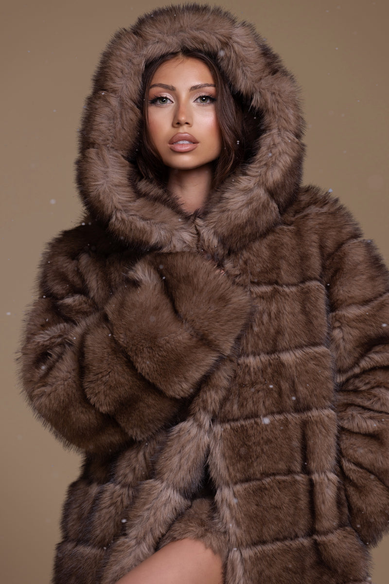Hooded Faux Fur Coat
