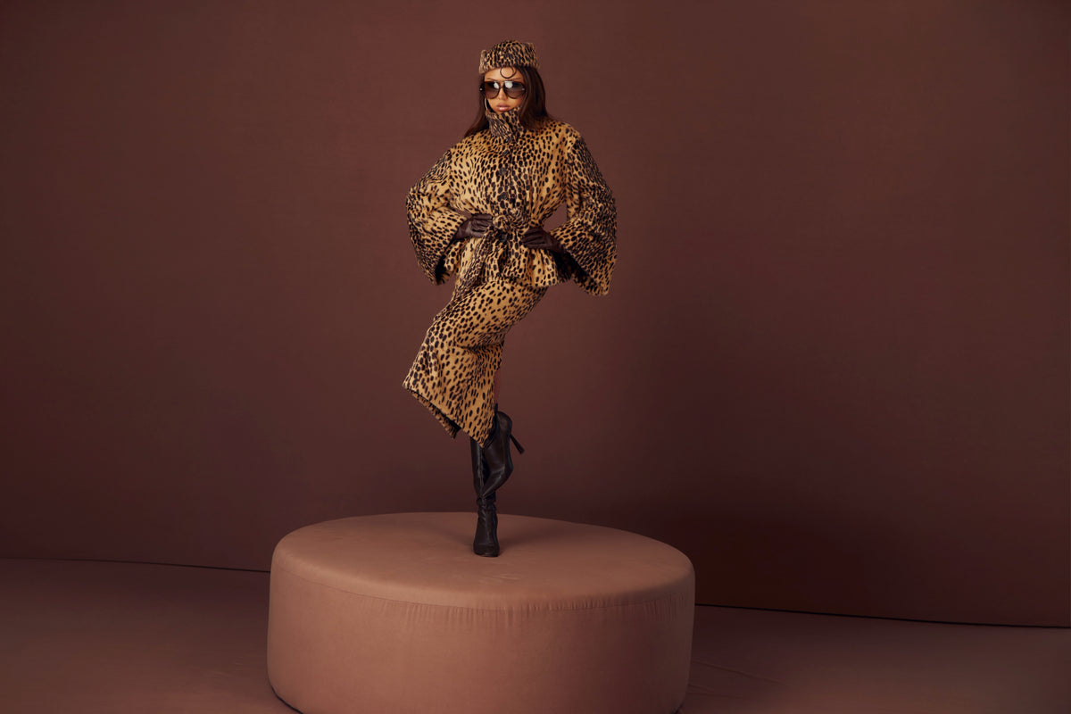 Cheetah Faux Fur Jacket & Skirt