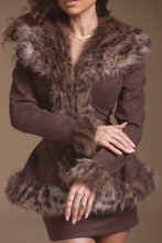 Load image into Gallery viewer, Suede Faux Fur Jacket & Skirt Set