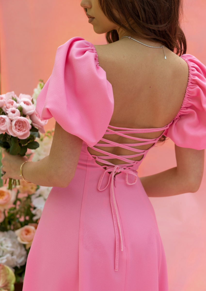 SUMMER AFFAIR Pink Open Back Dress