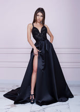 Load image into Gallery viewer, BLACK Long Sequin And Duchesse Dress