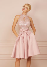 Load image into Gallery viewer, BONBON Light Pink Sequin Midi A-line Dress