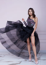 Load image into Gallery viewer, Black Asymmetric Layered Dress