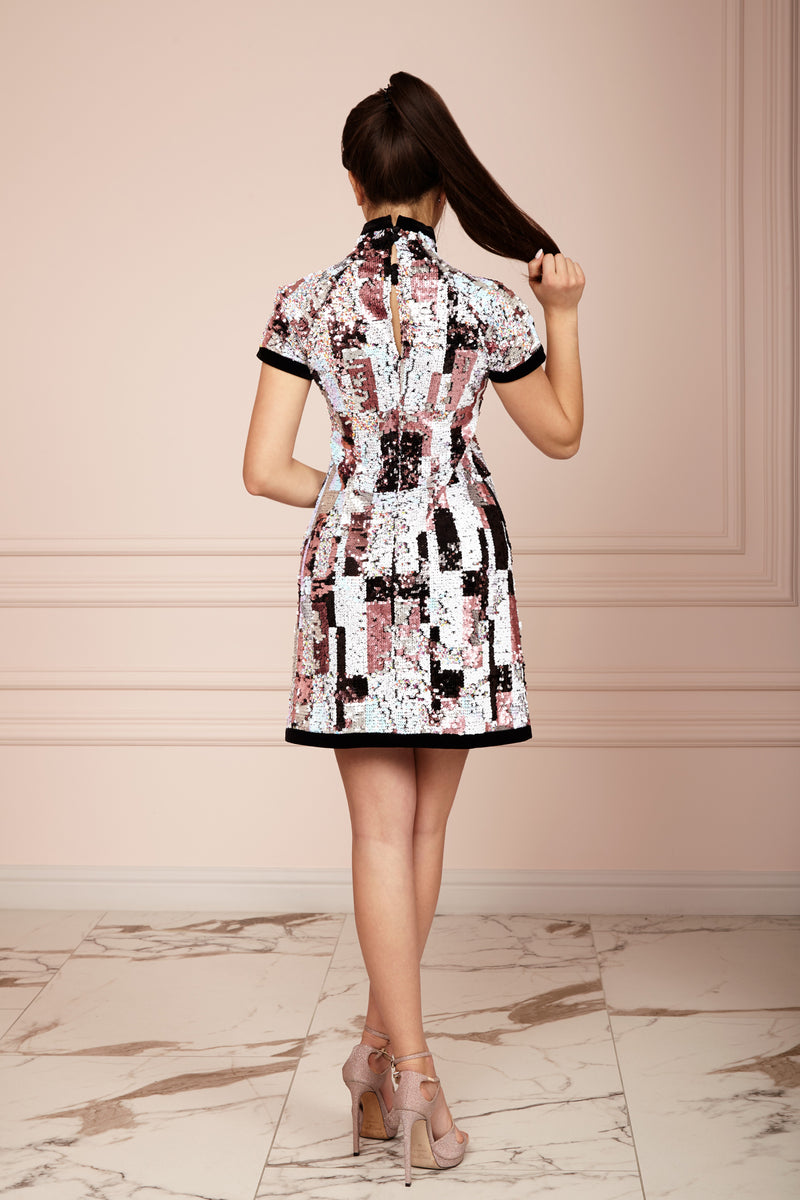 TOKYO Sequin & Black Velvet Dress