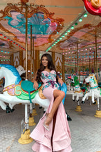 Load image into Gallery viewer, Powder Pink Bustier Godet Long Dress