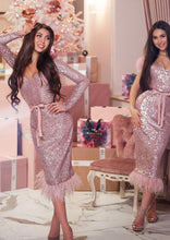 Load image into Gallery viewer, MALLINY ICON Pink Sequin Midi Dress