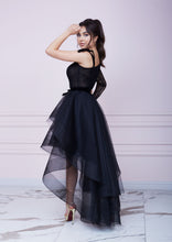 Load image into Gallery viewer, Black Asymmetric Layered Dress