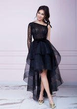 Load image into Gallery viewer, Black Asymmetric Layered Dress