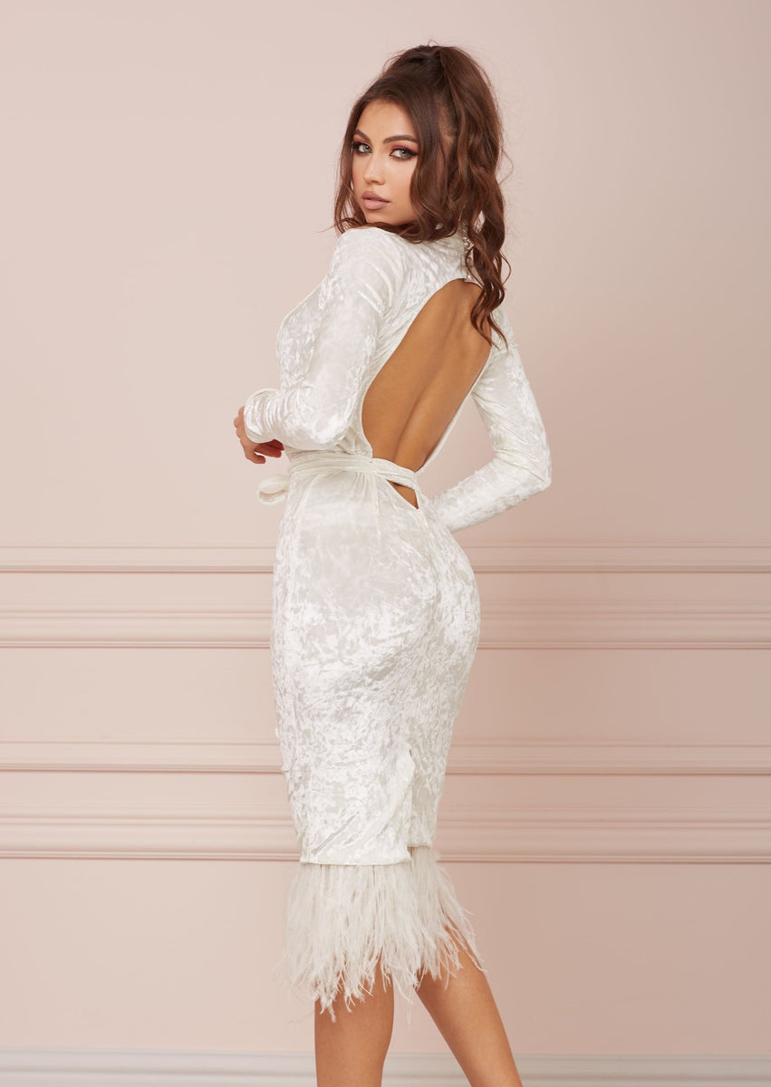 MALLINY ICON Velvet White Dress LIMITED EDITION