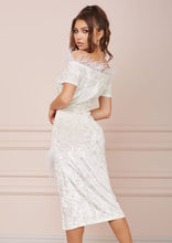 Load image into Gallery viewer, OLD HOLLYWOOD White Velvet Dress LIMITED EDITION