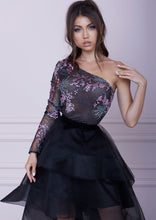 Load image into Gallery viewer, Black Asymmetric Layered Dress