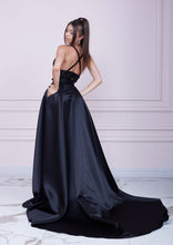 Load image into Gallery viewer, BLACK Long Sequin And Duchesse Dress
