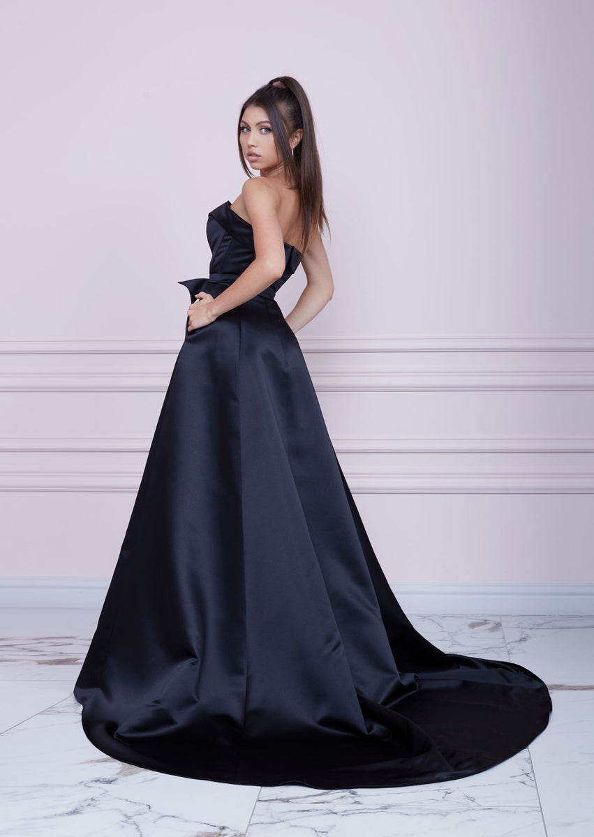 LADY MALLINY Black Long Bustier Dress