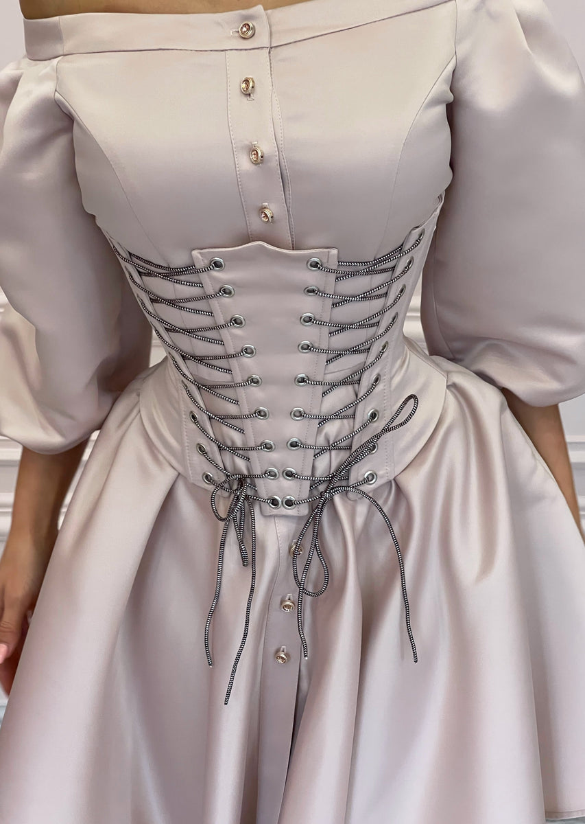 MALLINY Waist-Shaping Royal Pearl Beige Corset