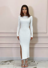 Load image into Gallery viewer, White Knit Midi Dress with High Leg Split