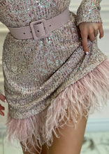 Load image into Gallery viewer, MALLINY ICON Mini Pink Sequins Dress with Belt