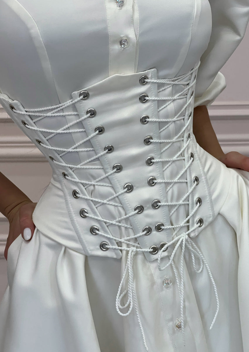 MALLINY Waist-Shaping Royal White Corset