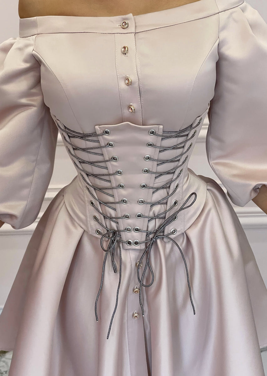 MALLINY Waist-Shaping Royal Pearl Beige Corset