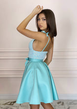 Load image into Gallery viewer, AQUA Blue Midi Sequin And Duchesse Dress