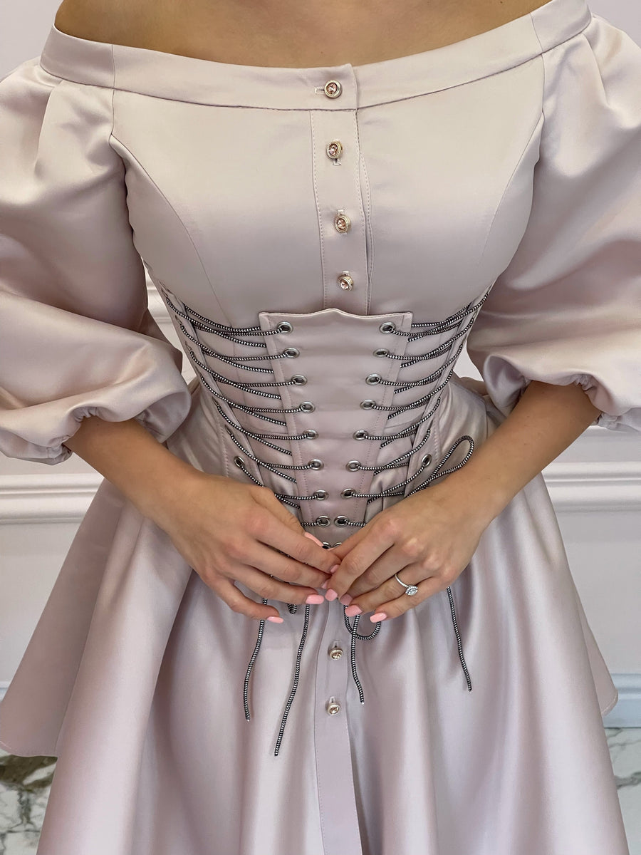 MALLINY Waist-Shaping Royal Pearl Beige Corset