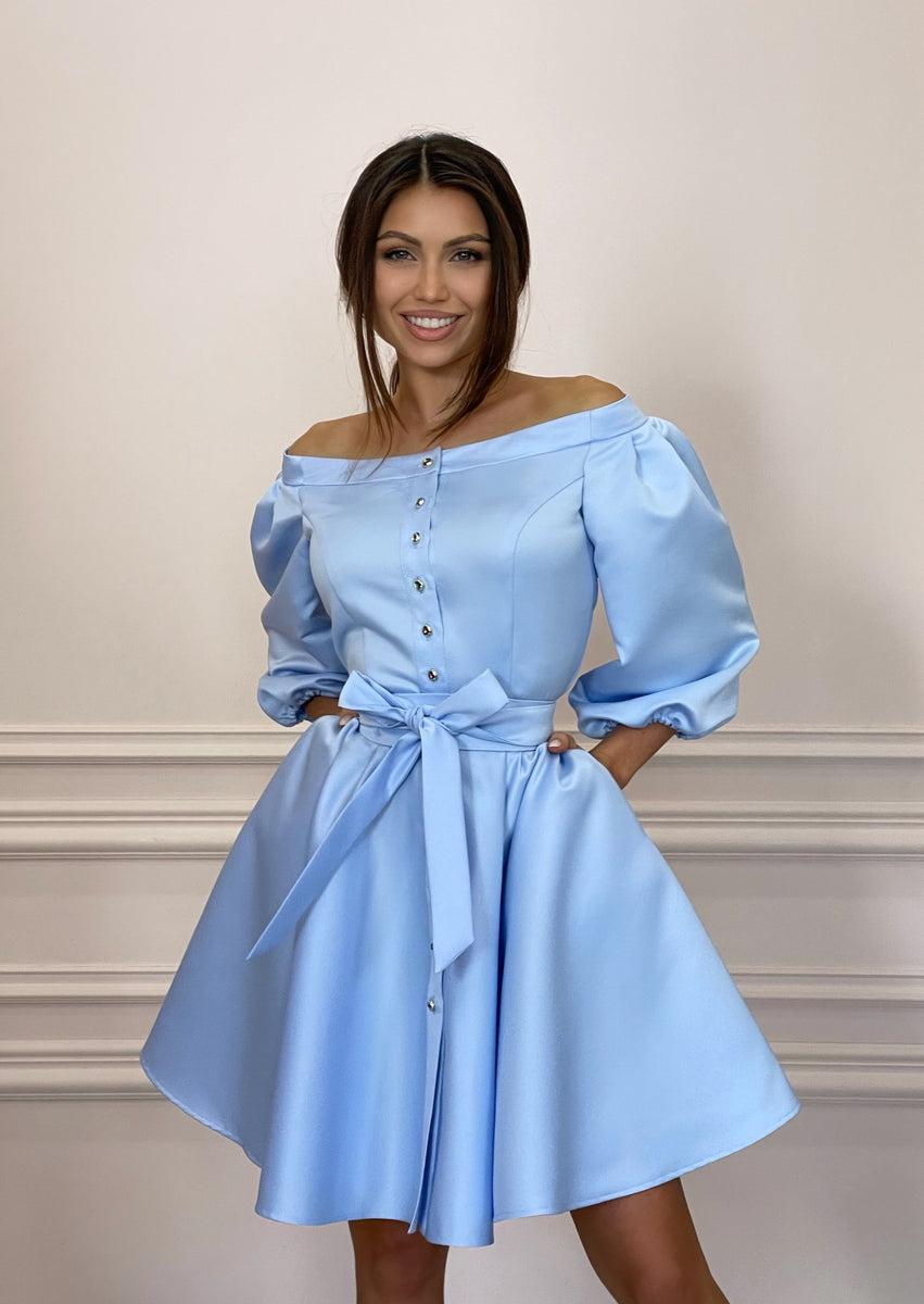 knee length dresses for ladies Elsa Ice Blue Maxi Dress with Neck Scarf XXL main image 1