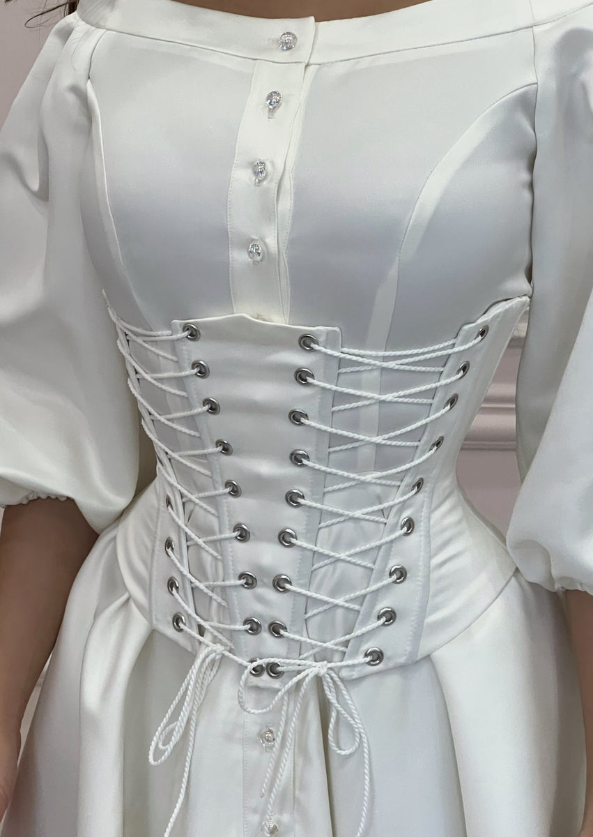 MALLINY Waist-Shaping Royal White Corset