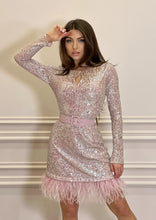 Load image into Gallery viewer, MALLINY ICON Mini Pink Sequins Dress with Belt